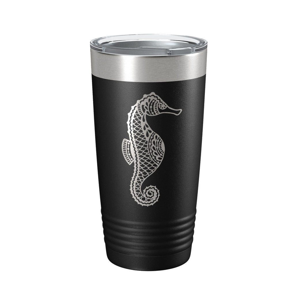 Seahorse Tumbler Zentangle Travel Mug Insulated Laser Engraved Coffee Cup 20 oz
