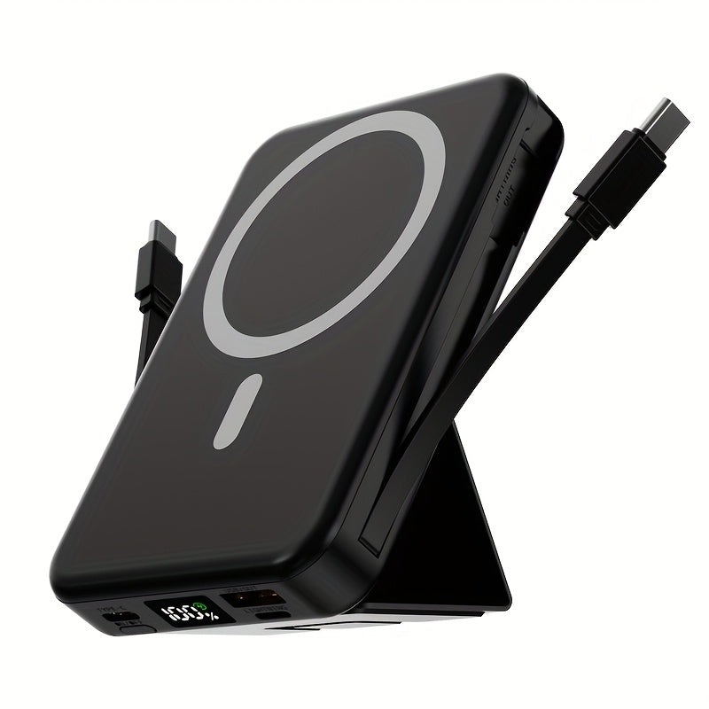 NNETM 10000mAh Magnetic Power Bank – Wireless Charging Portable Charger with Stand & LED Indicator