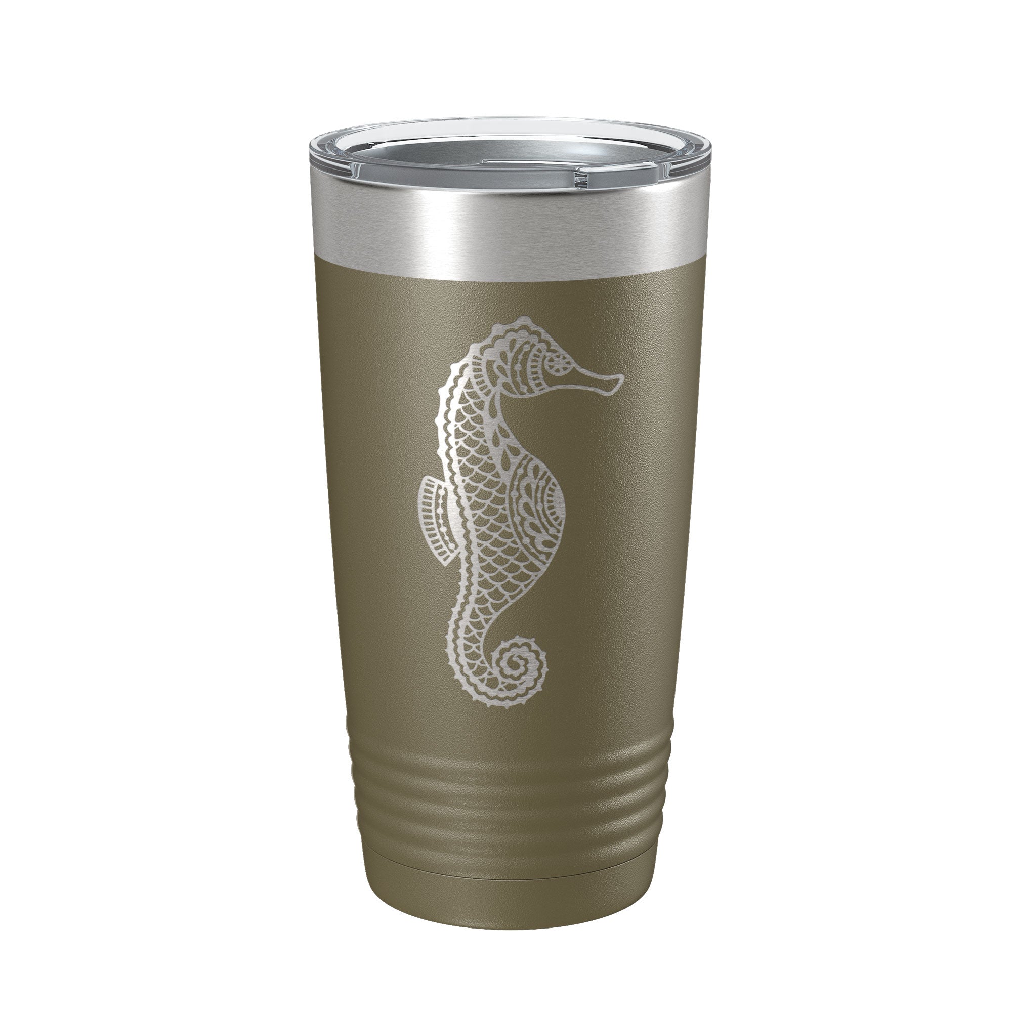 Seahorse Tumbler Zentangle Travel Mug Insulated Laser Engraved Coffee Cup 20 oz