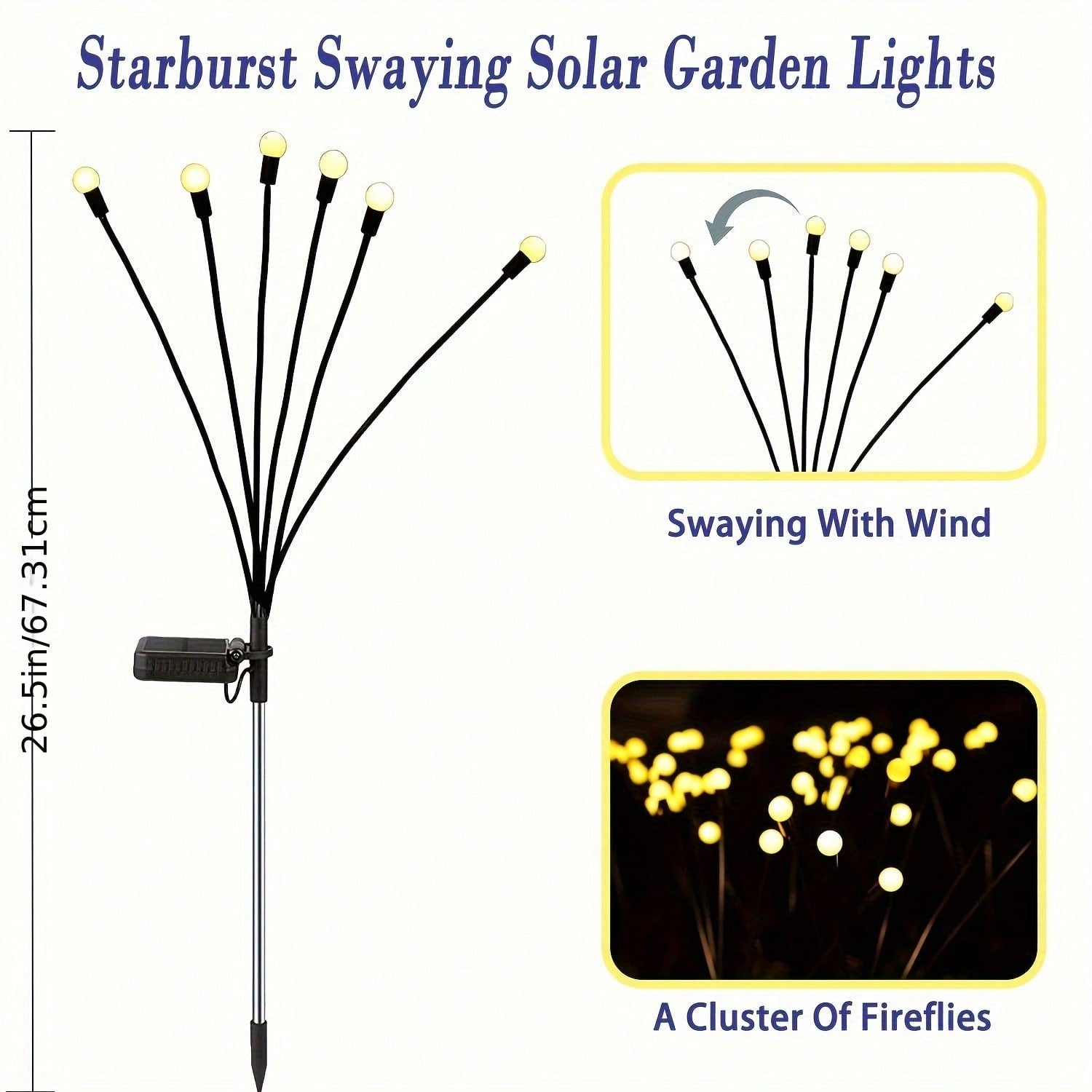 8-Pack Solar Firefly Lights - 48 LED Swaying Garden Lights