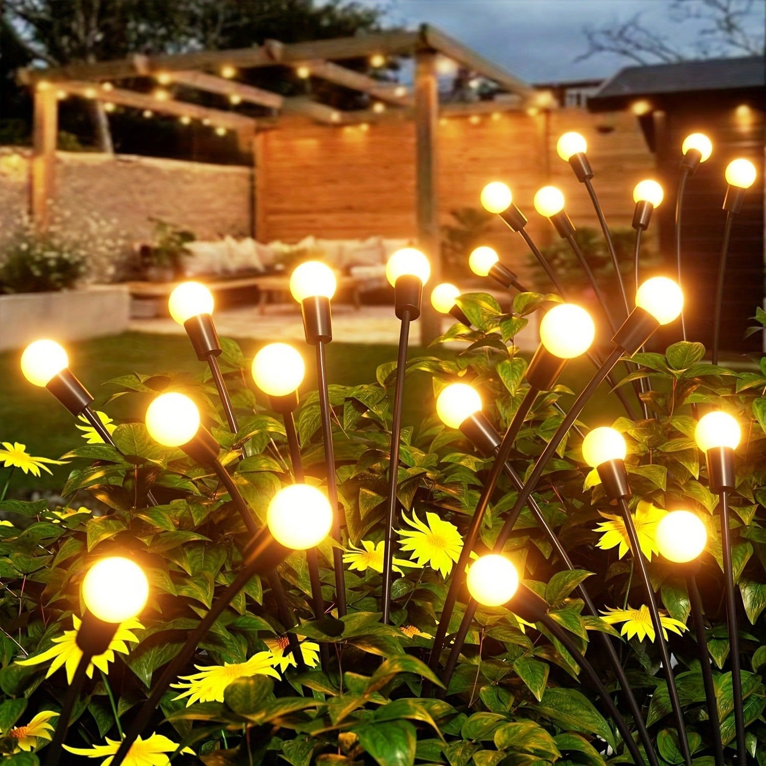 8-Pack Solar Firefly Lights - 48 LED Swaying Garden Lights