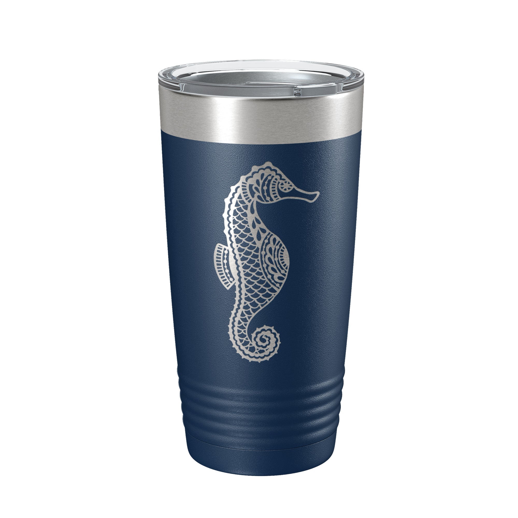 Seahorse Tumbler Zentangle Travel Mug Insulated Laser Engraved Coffee Cup 20 oz