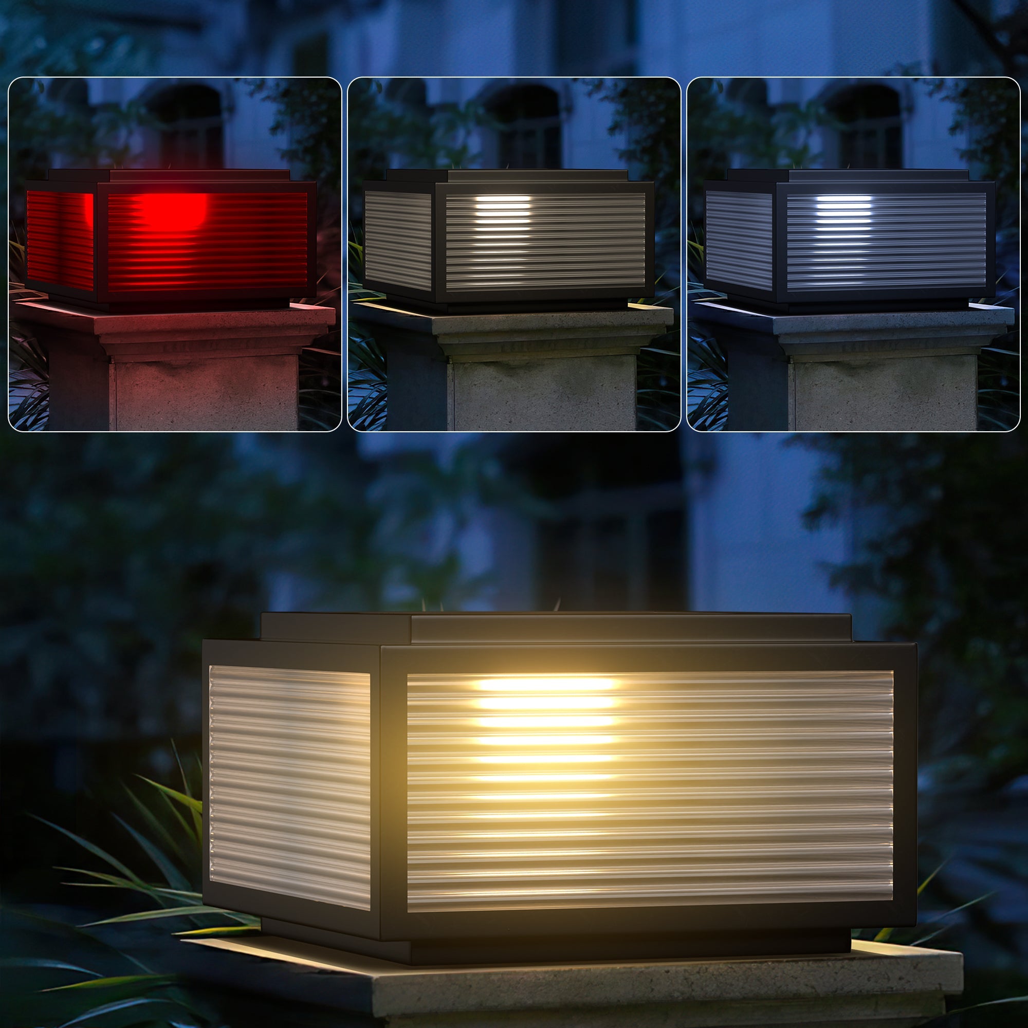 Solar Post Cap Lights - Adjustable Color Temperature with Remote