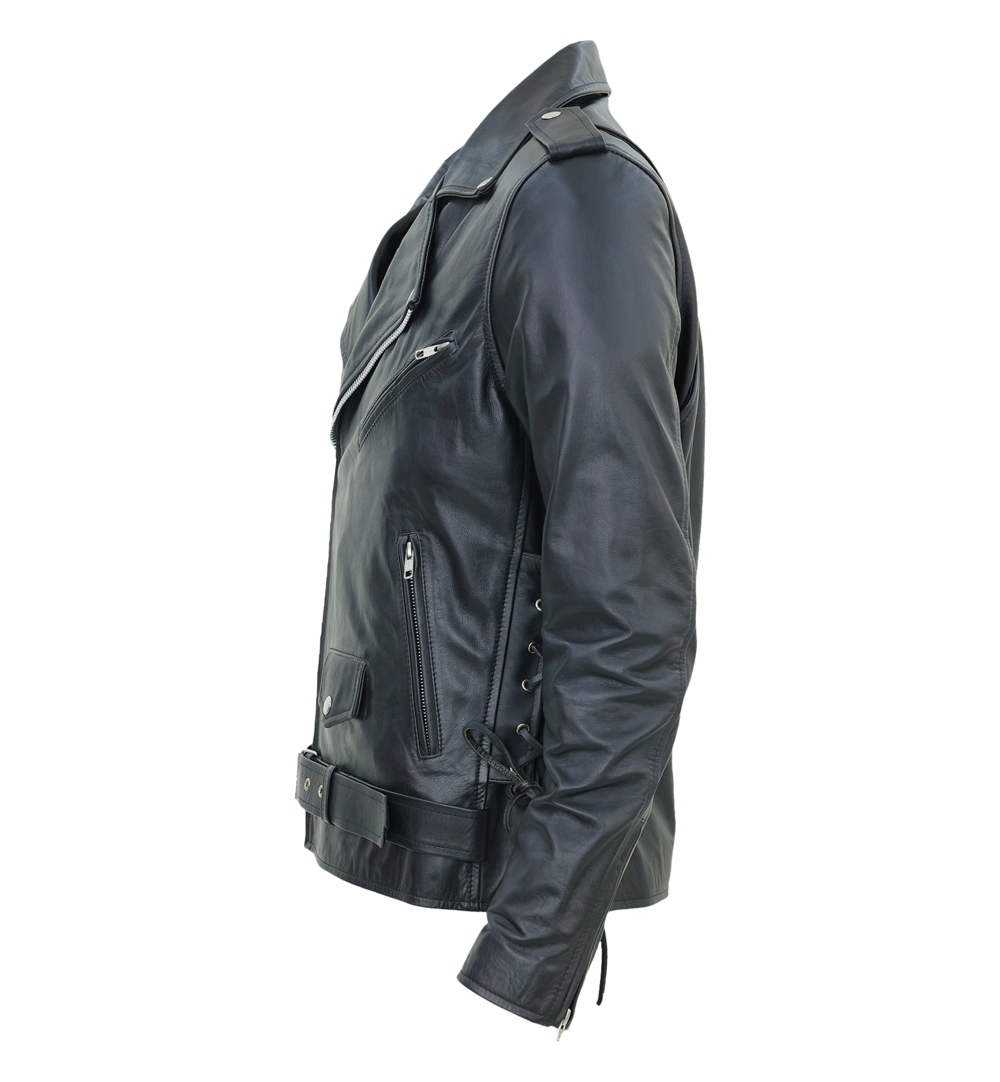 Kaan Men’s Genuine Lambskin Leather Biker Jacket – Classic Black