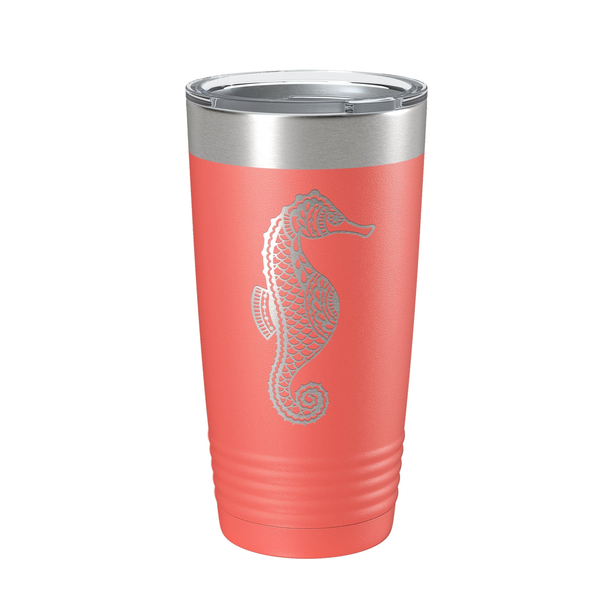 Seahorse Tumbler Zentangle Travel Mug Insulated Laser Engraved Coffee Cup 20 oz