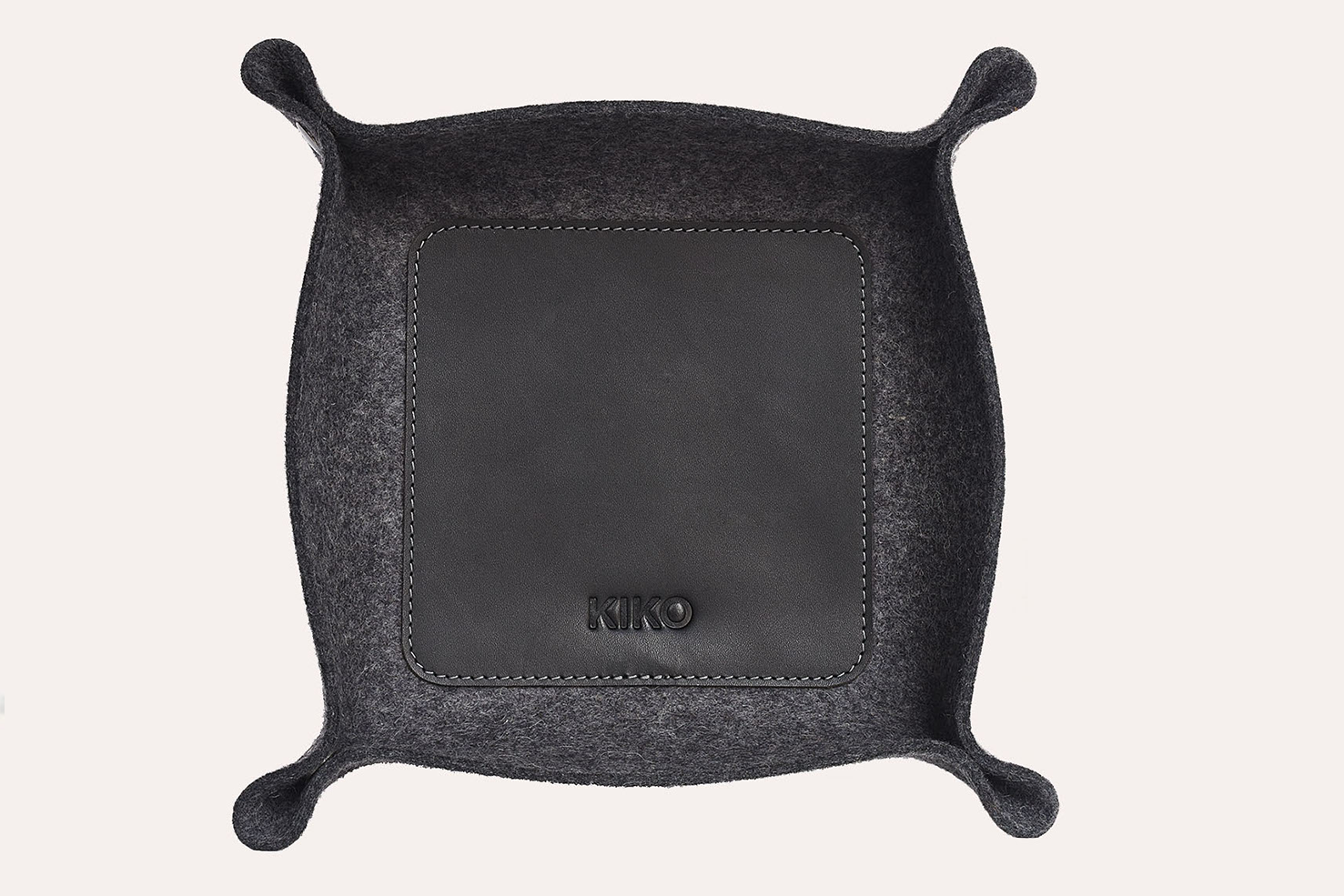 Wool Felt & Leather Desk Tray - Collapsible Organizer