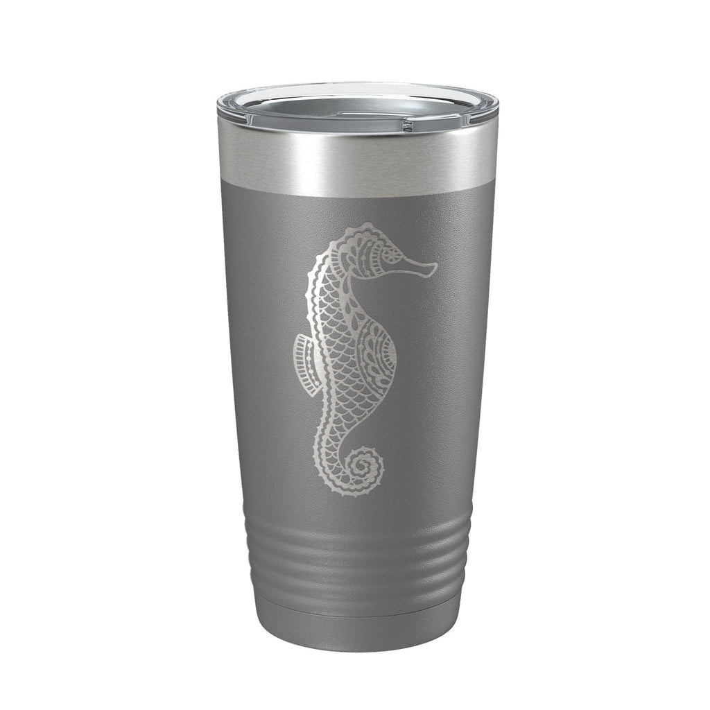 Seahorse Tumbler Zentangle Travel Mug Insulated Laser Engraved Coffee Cup 20 oz