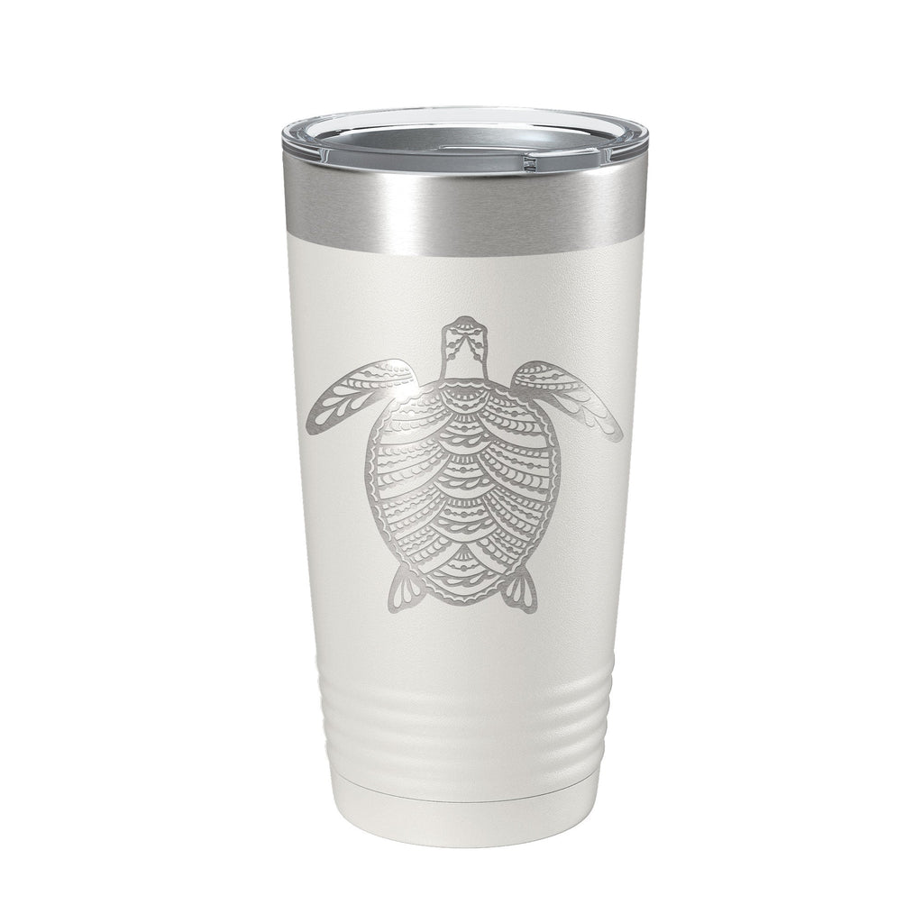 Sea Turtle Tumbler Zentangle Travel Mug Insulated Laser Engraved Coffee Cup 20 oz