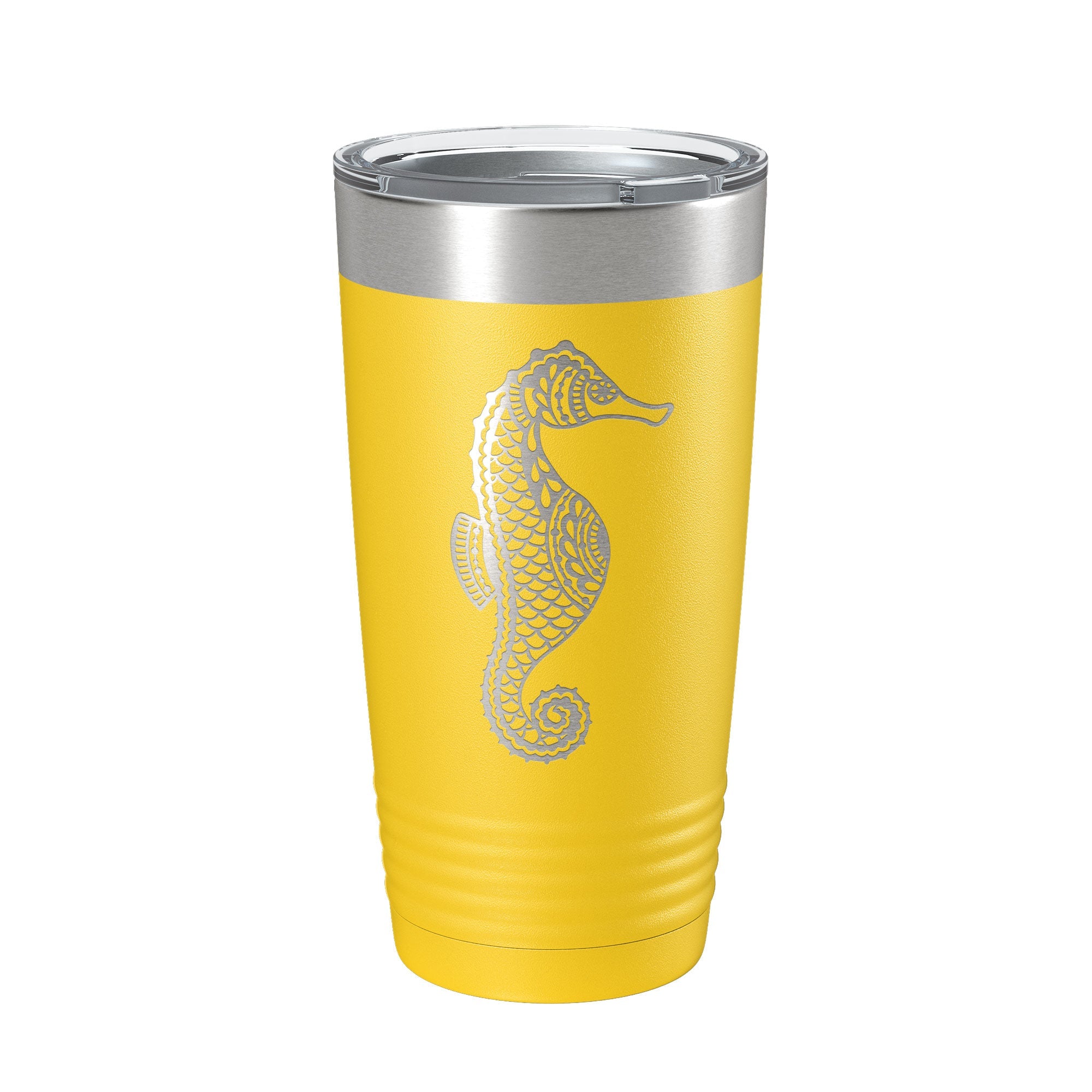 Seahorse Tumbler Zentangle Travel Mug Insulated Laser Engraved Coffee Cup 20 oz