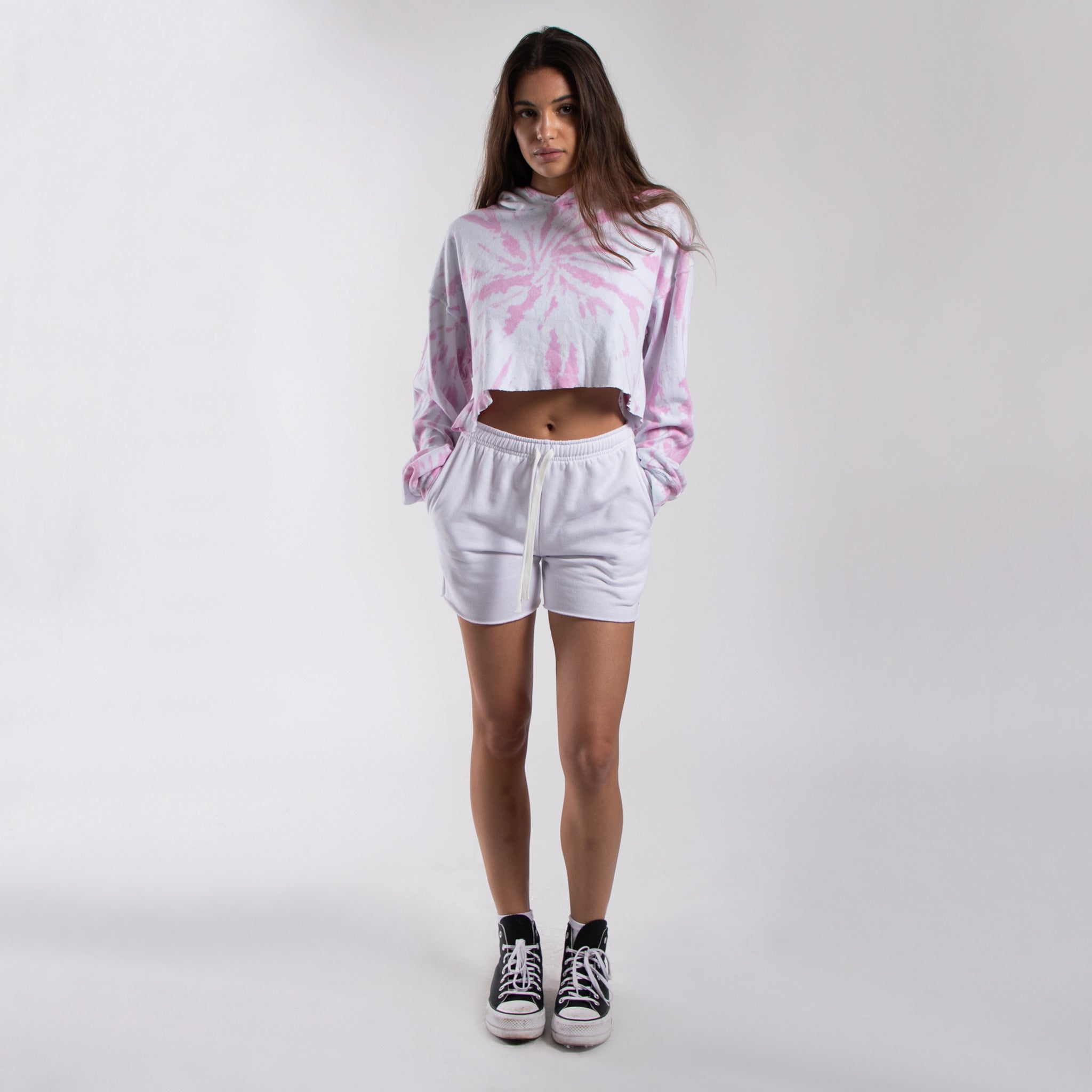 Women's Cropped Tie Dye Hoodie - Trendy Streetwear