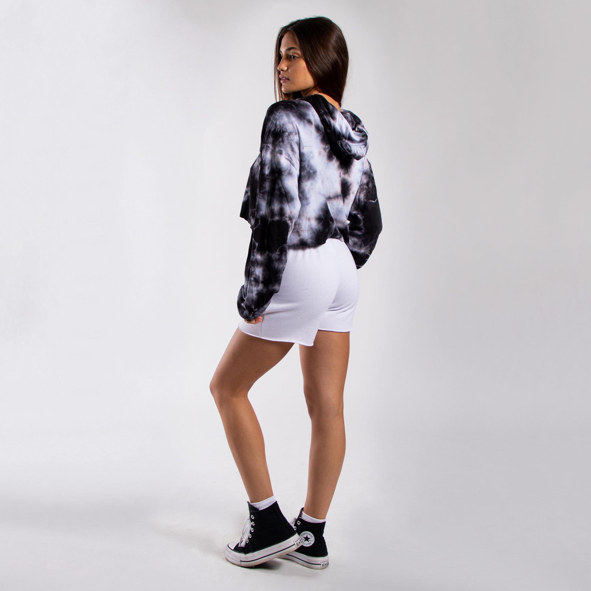 Women's Cropped Tie Dye Hoodie - Trendy Streetwear