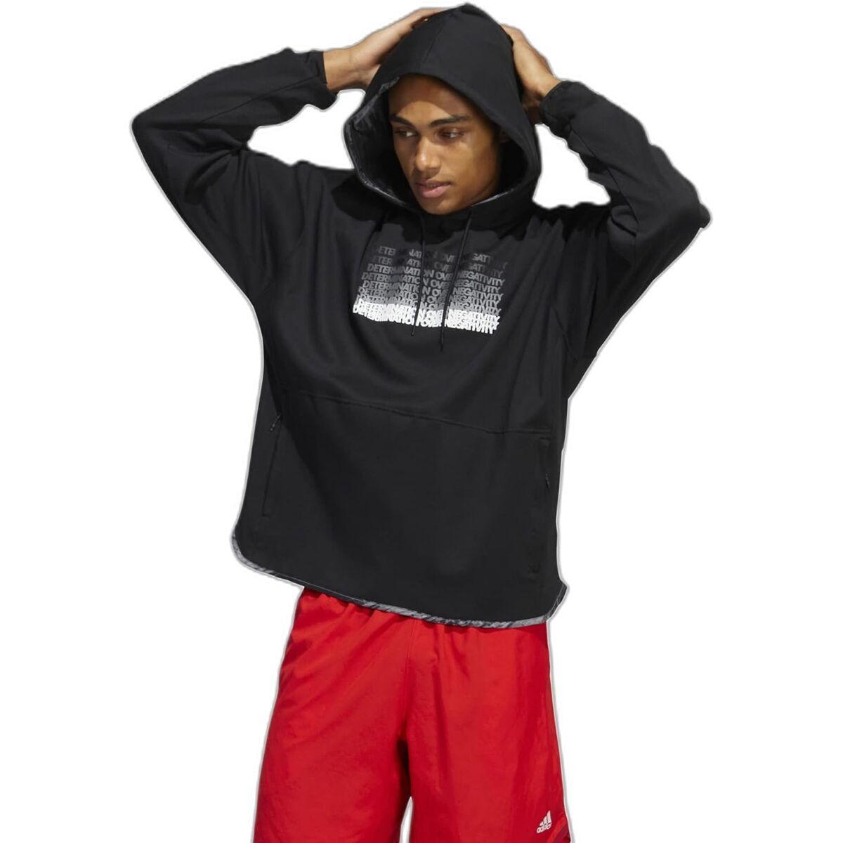 Adidas Men’s Hoodie – Classic Black Cotton-Blend Sweatshirt