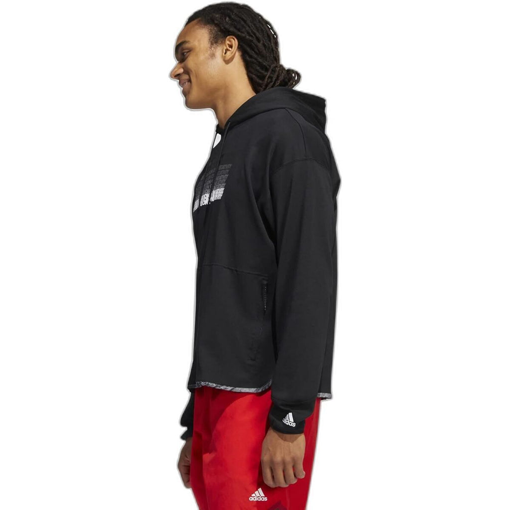 Adidas Men’s Hoodie – Classic Black Cotton-Blend Sweatshirt