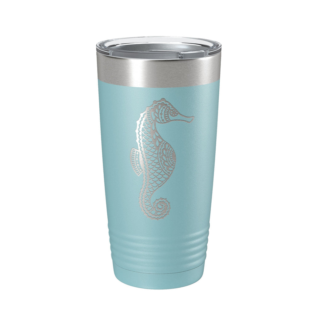 Seahorse Tumbler Zentangle Travel Mug Insulated Laser Engraved Coffee Cup 20 oz
