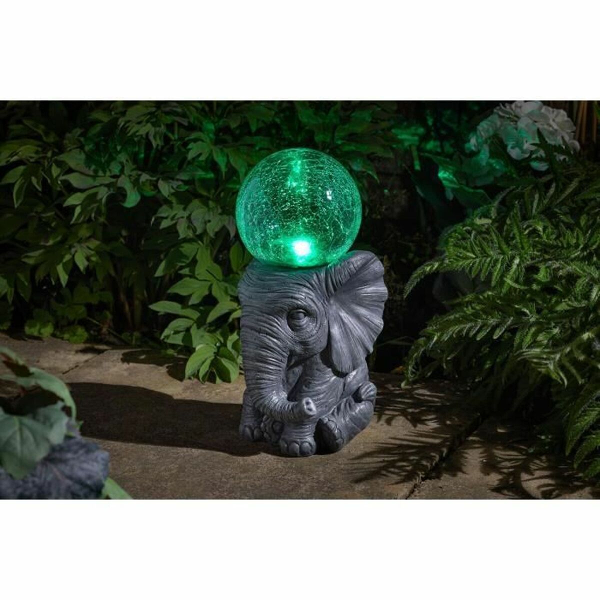 Solar Elephant Garden Light - White Decorative LED Lamp