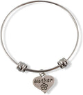 Emerald Park Jewelry Mother on Heart with Flower Fancy Bangle