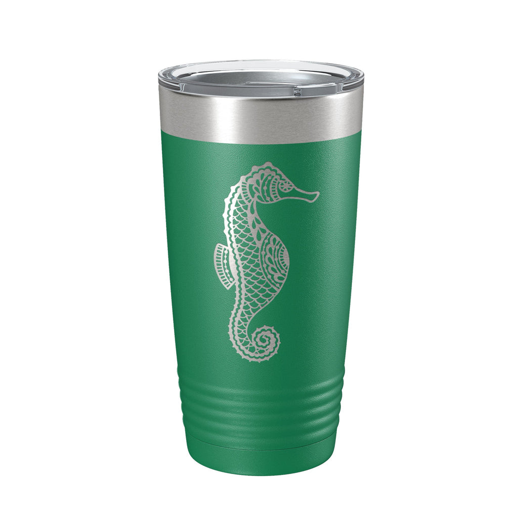 Seahorse Tumbler Zentangle Travel Mug Insulated Laser Engraved Coffee Cup 20 oz