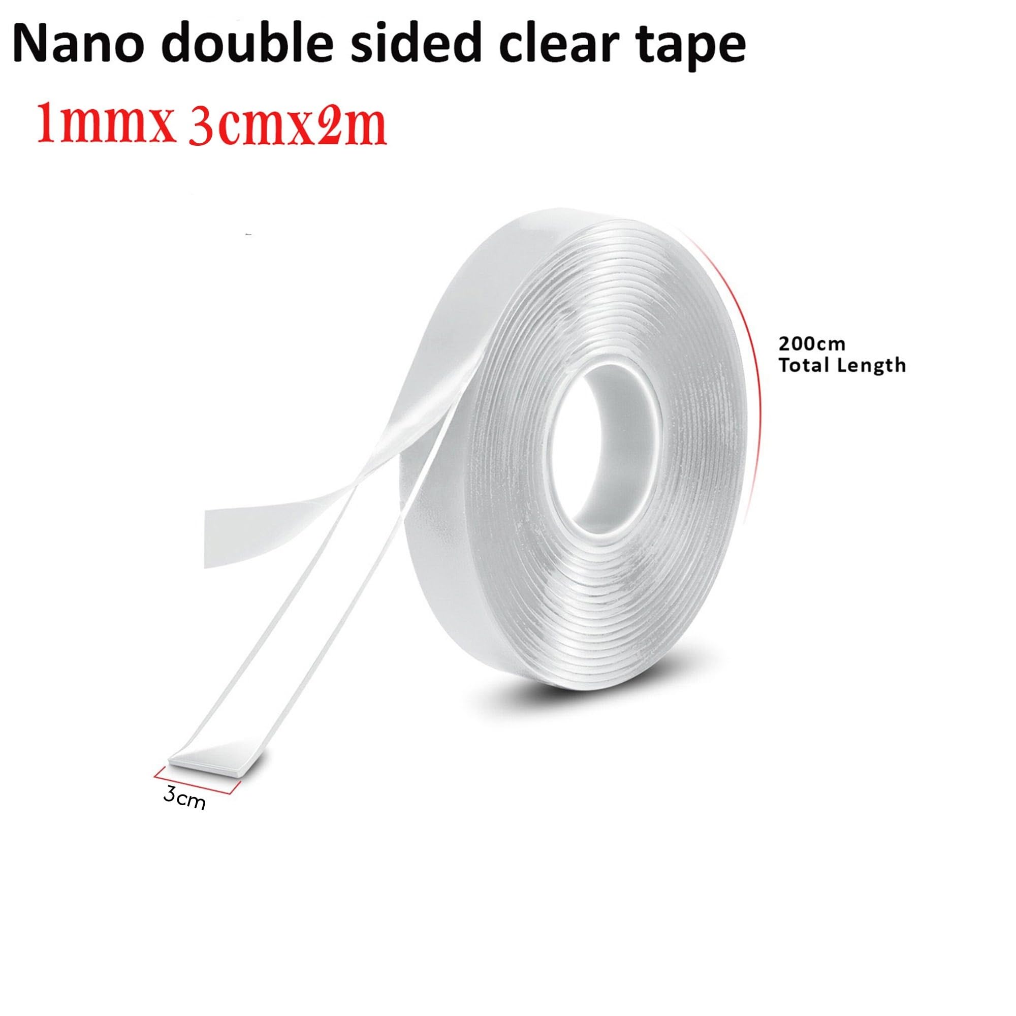 Double-Sided Clear Nano Tape 30mm x 3m Heavy Duty Reusable ~6324