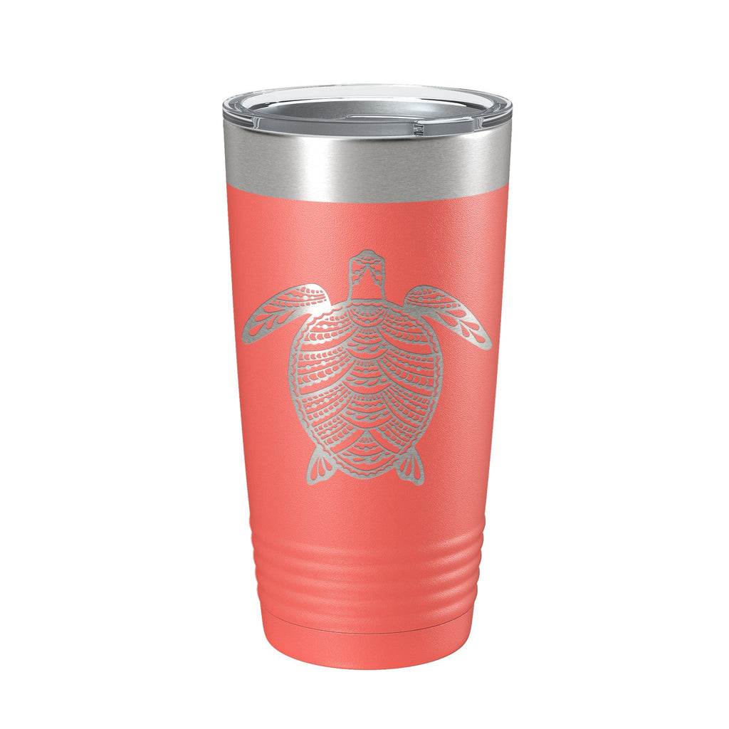 Sea Turtle Tumbler Zentangle Travel Mug Insulated Laser Engraved Coffee Cup 20 oz