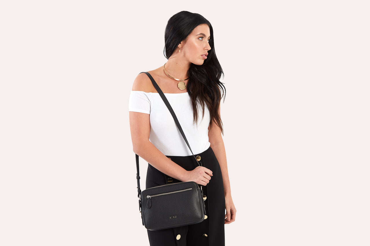 Kiko Classic Crossbody - Genuine Pebble Leather Bag with Multiple Compartments