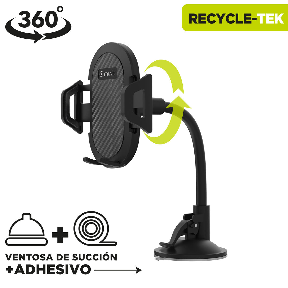 Muvit 7" Universal Car Mount - Black Phone Holder