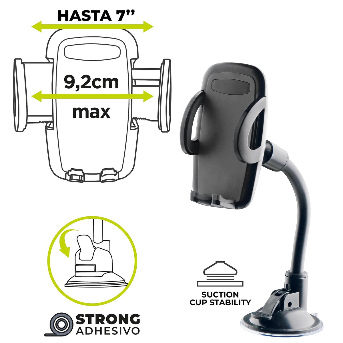 Muvit 7" Universal Car Mount - Black Phone Holder