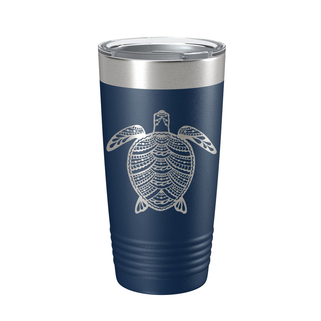 Sea Turtle Tumbler Zentangle Travel Mug Insulated Laser Engraved Coffee Cup 20 oz