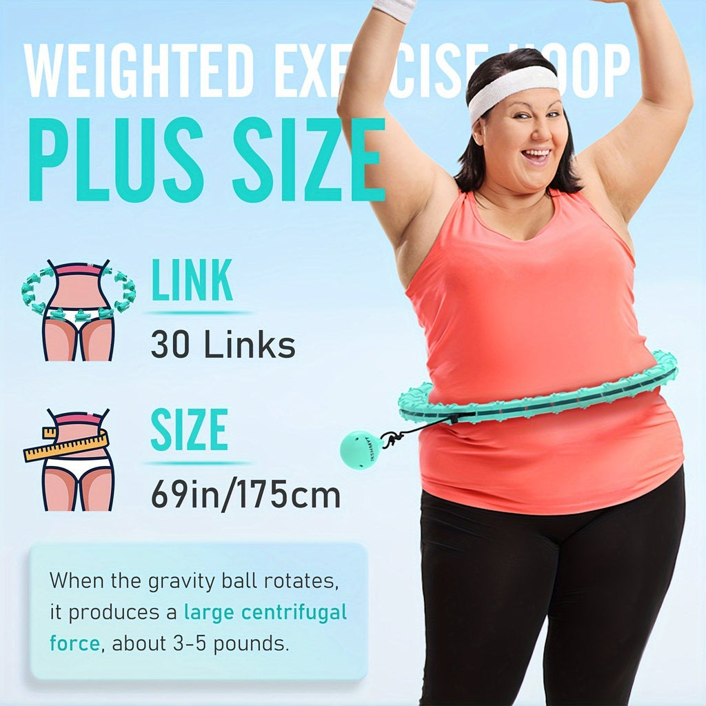 Weighted Fitness Hoop – 30 Sections, 11 Massage Nodes & Adjustable Fit