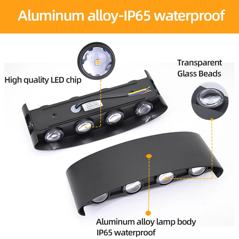 Waterproof LED Wall Lamp - IP65 Outdoor Aluminum Light