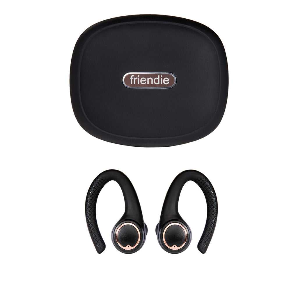 Friendie AIR Active 2.0 Sport Earbuds – Matte Black & Rose Gold (Sweat-Proof Wireless)