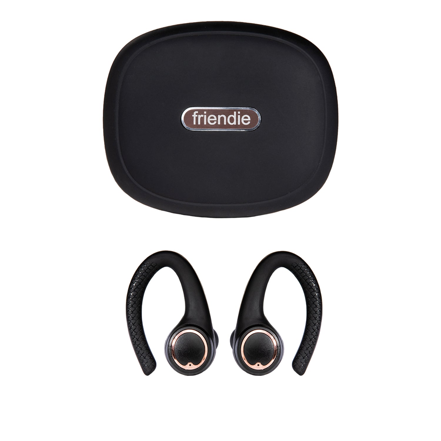 Friendie AIR Active 2.0 Sport Earbuds – Matte Black & Rose Gold (Sweat-Proof Wireless)