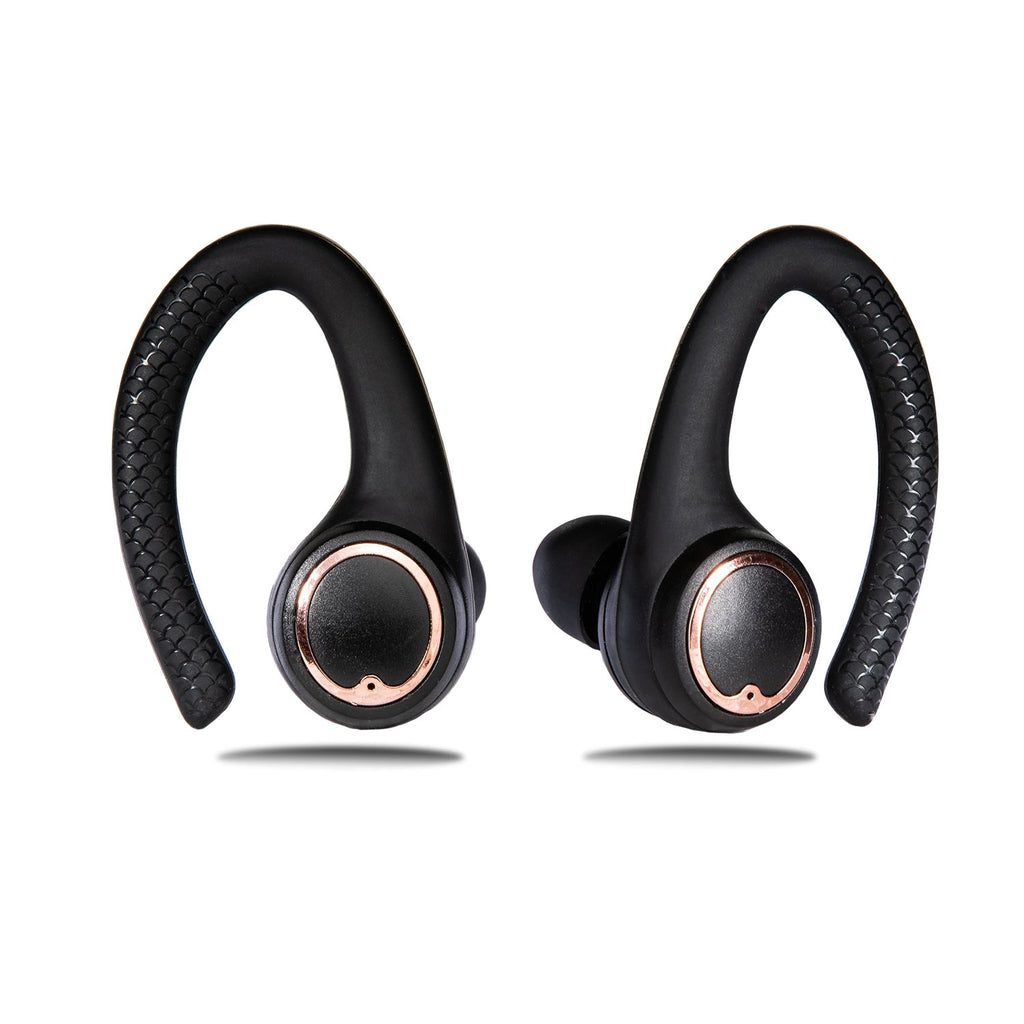 Friendie AIR Active 2.0 Sport Earbuds – Matte Black & Rose Gold (Sweat-Proof Wireless)