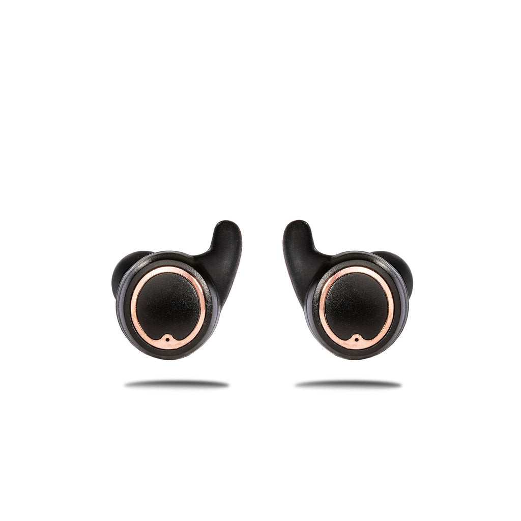 Friendie AIR Active 2.0 Sport Earbuds – Matte Black & Rose Gold (Sweat-Proof Wireless)