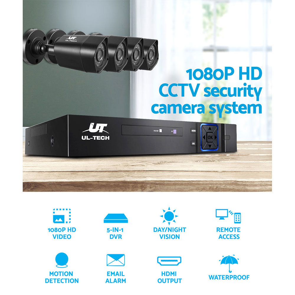NNEDSZ -Home CCTV Security System Camera 4CH DVR 1080P 1500TVL 1TB Outdoor Home