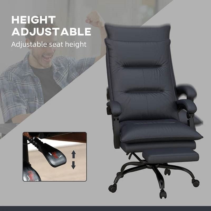 Executive Massage Office Chair with Heat - Charcoal Reclining Chair