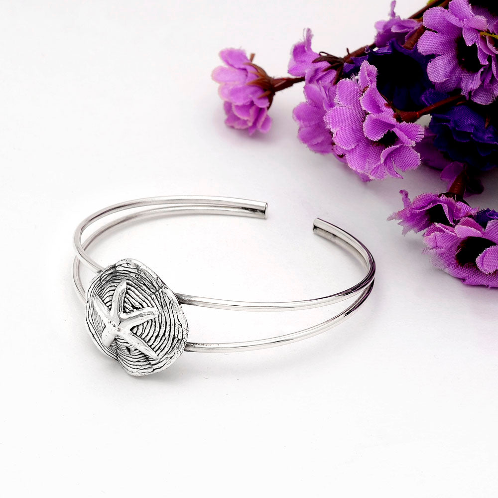 925 Sterling Silver Starfish Bangle Bracelet for Women – Beach Jewelry DGB1011
