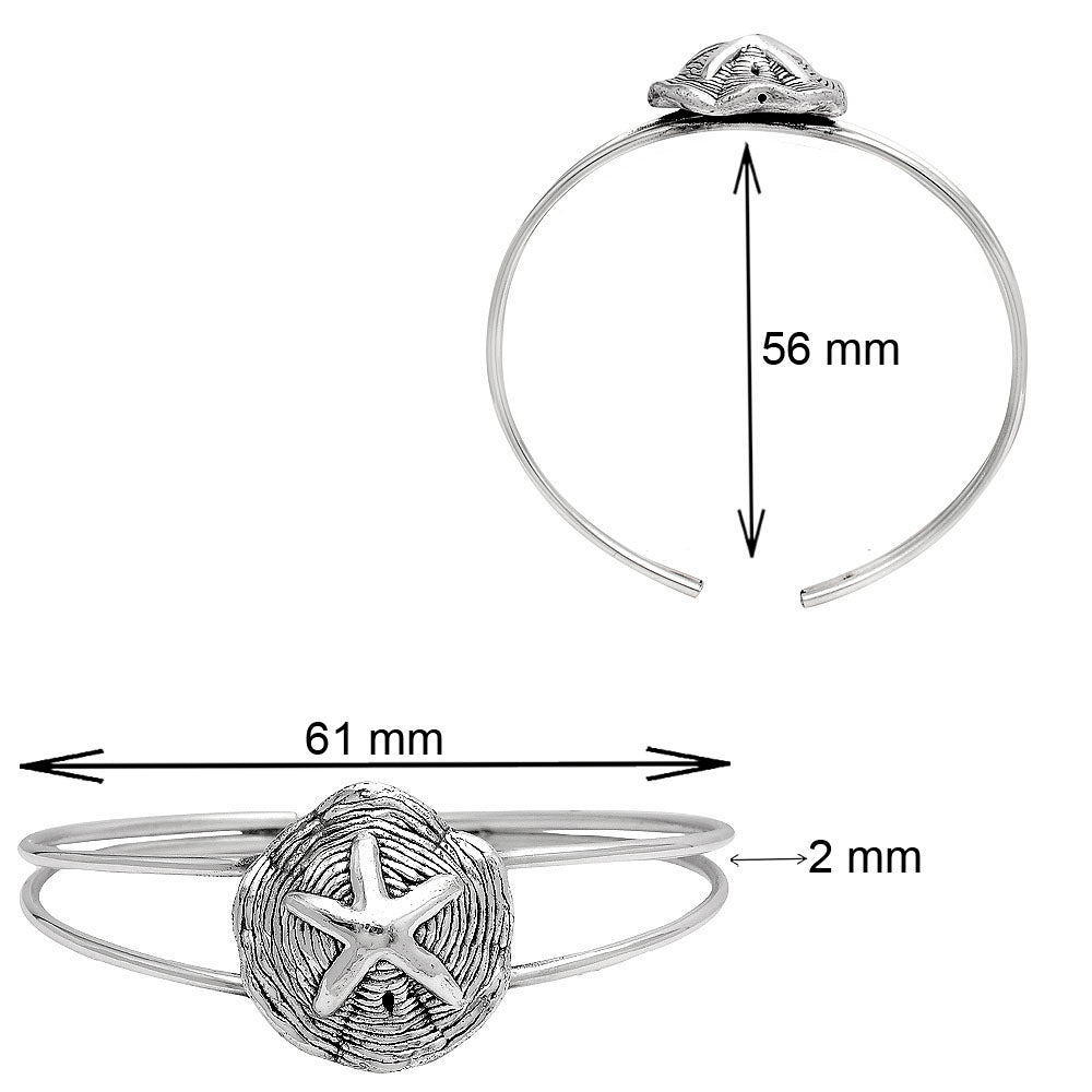 925 Sterling Silver Starfish Bangle Bracelet for Women – Beach Jewelry DGB1011