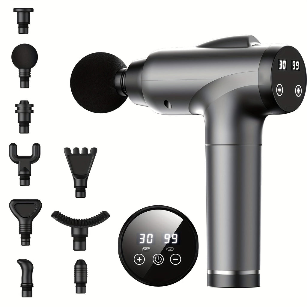 Deep Tissue Percussion Massage Gun – 30 Speeds & 9 Attachments