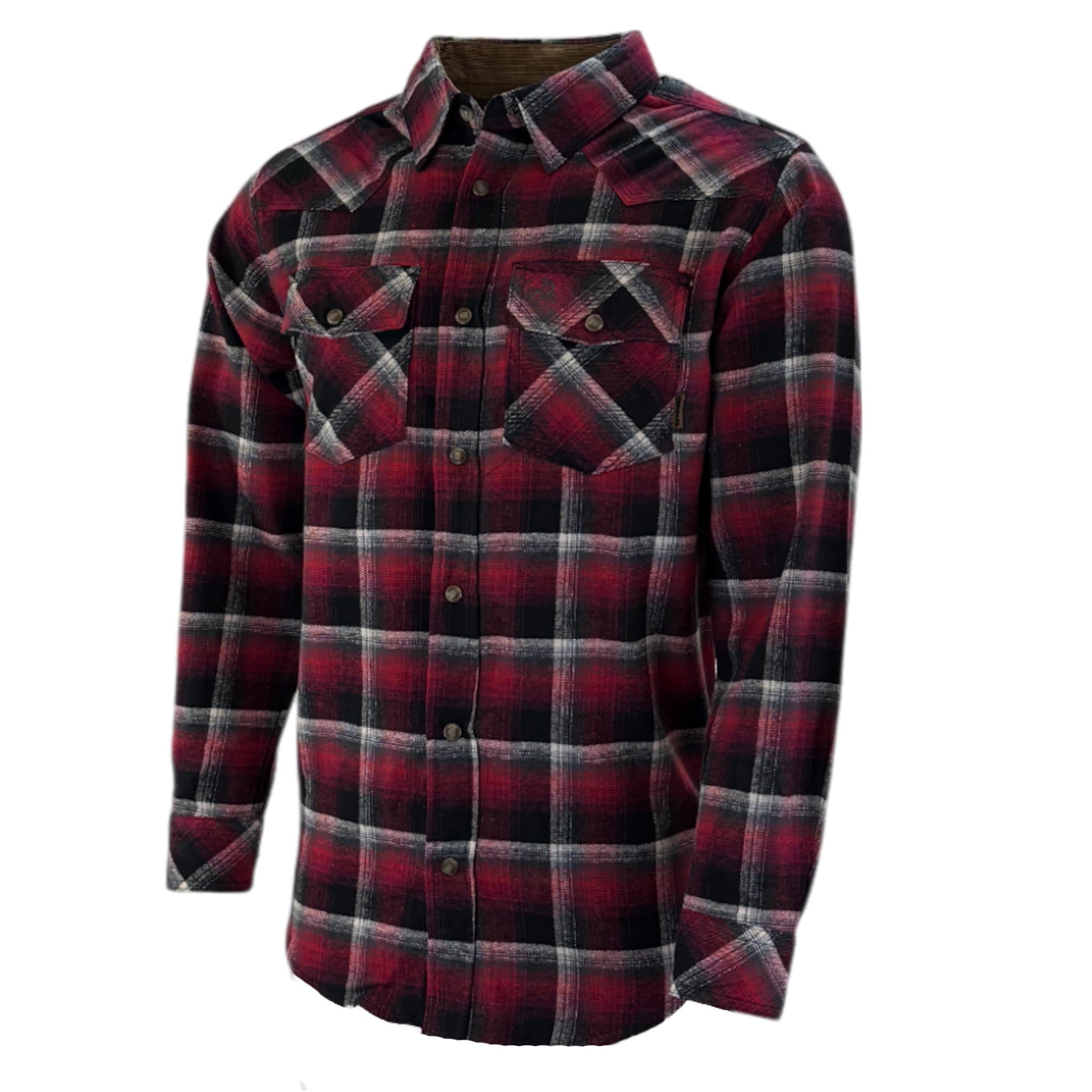 Red and black plaid shirt on a white background