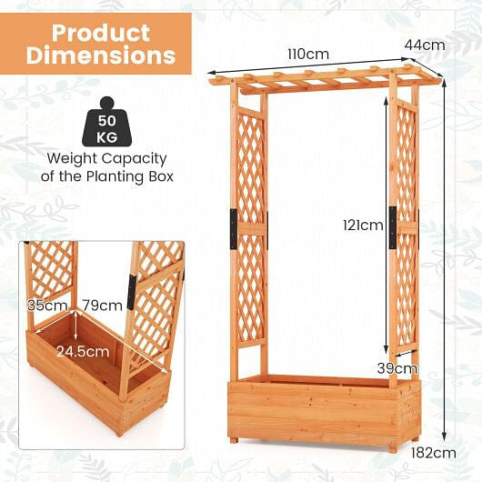 Raised Garden Bed with Arch Trellis-Orange