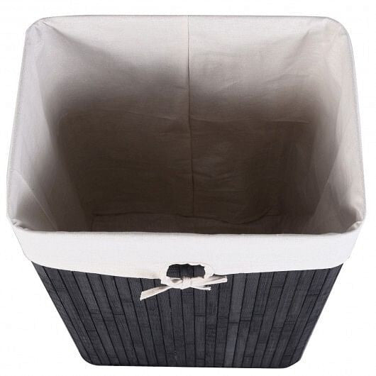 Rectangle Bamboo Hamper Laundry Basket Washing Cloth Bin Storage Bag Lid 3 color-Natural