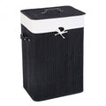 Rectangle Bamboo Hamper Laundry Basket Washing Cloth Bin Storage Bag Lid 3 color-Natural