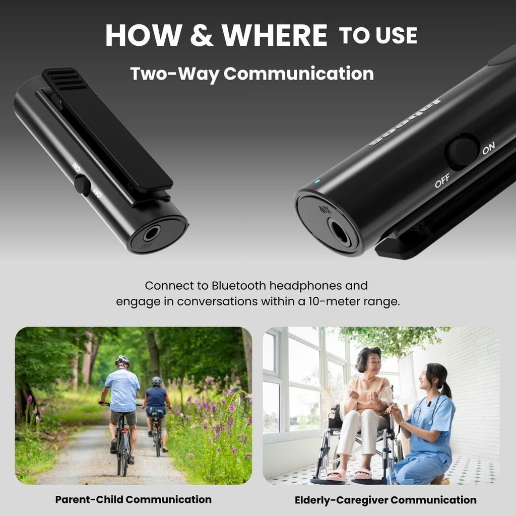HearLink 3-in-1 Bluetooth Microphone Transmitter | BAHA Alternative for Hard of Hearing