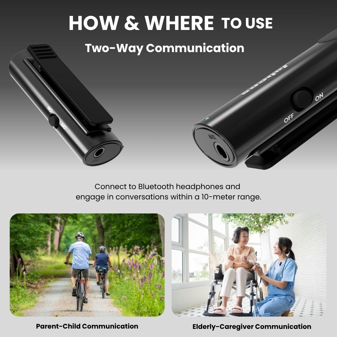 HearLink 3-in-1 Bluetooth Microphone Transmitter | BAHA Alternative for Hard of Hearing