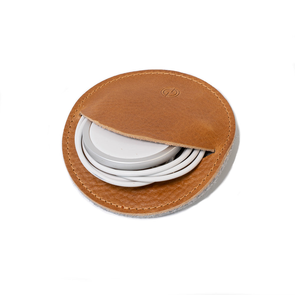 Leather Cord Organizer compatible with MagSafe Charger - The Moon