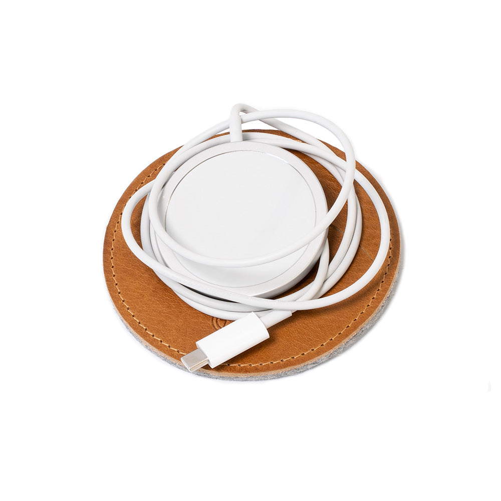 Leather Cord Organizer compatible with MagSafe Charger - The Moon