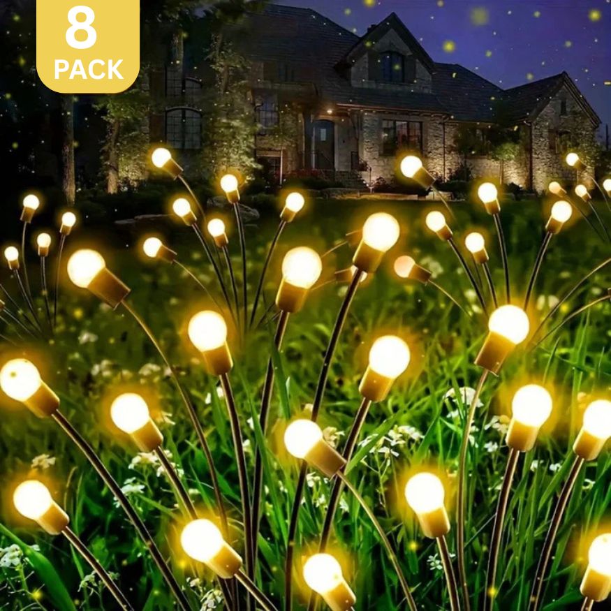8-Pack Solar Firefly Lights - 48 LED Swaying Garden Lights