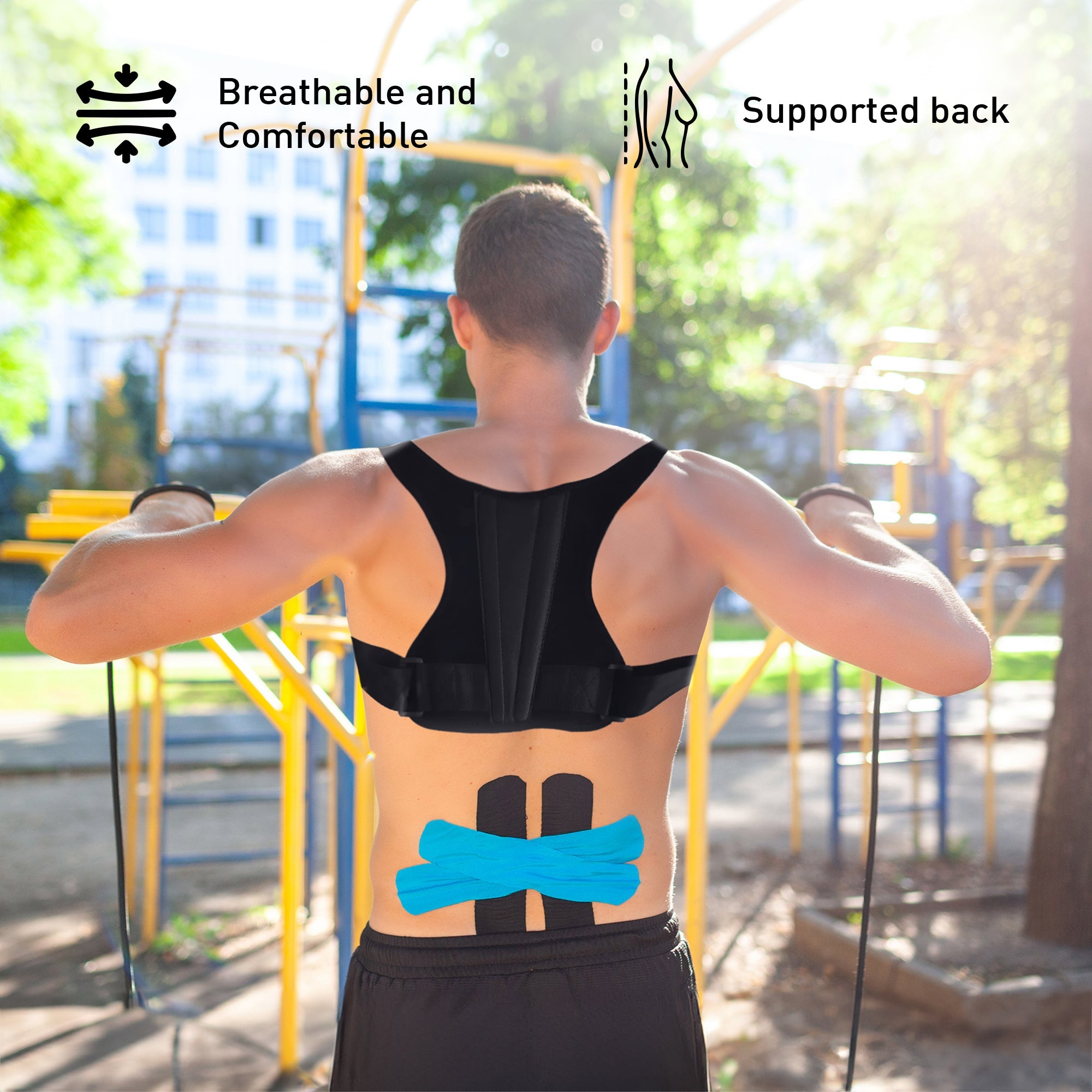 Posture Corrector & Percussion Massage Gun Bundle – Back Brace + 6-Speed Massager