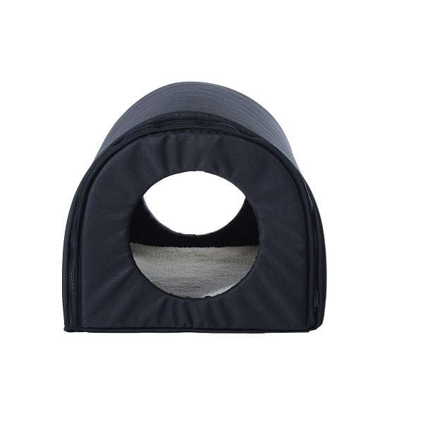 Heated Outdoor Cat House with Warm Padded Bed - Black