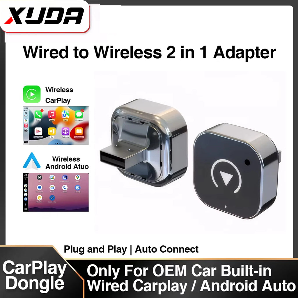 Wireless CarPlay & Android Auto Adapter – 2-in-1 Plug & Play Smart Box